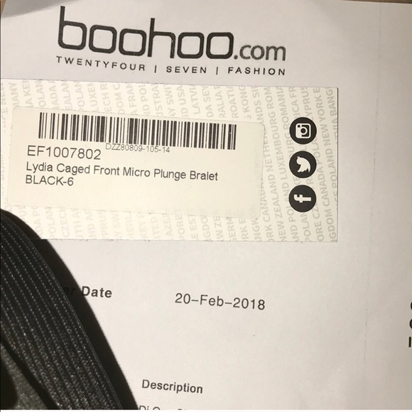 NWT BOOHOO Black Cage Harness Bra Bralette XXS 32A - Picture 4 of 4